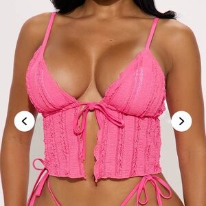 Pink Lace-Up bikini NWT